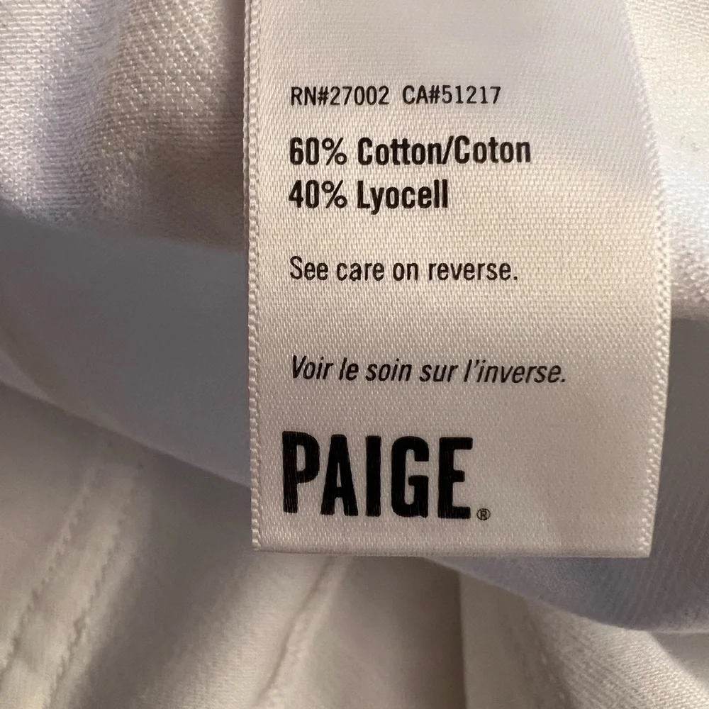 PAIGE Women's Crisp White Utility Jean Shorts - Picture 6 of 9